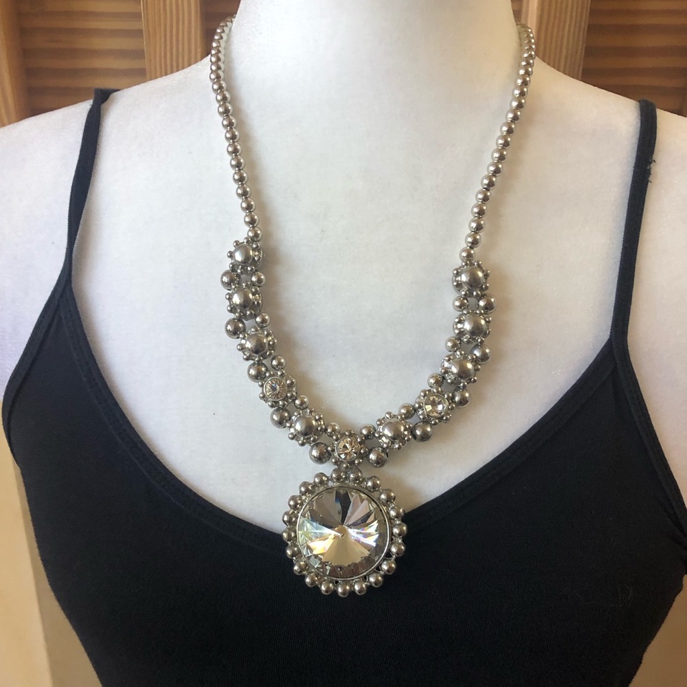 Rhinestone and Silver Bead Necklace